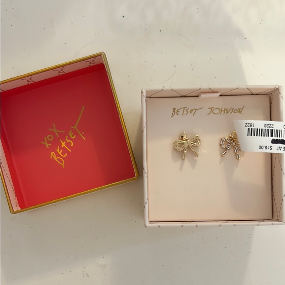 Betsey Johnson Gold Bow Stud Earrings